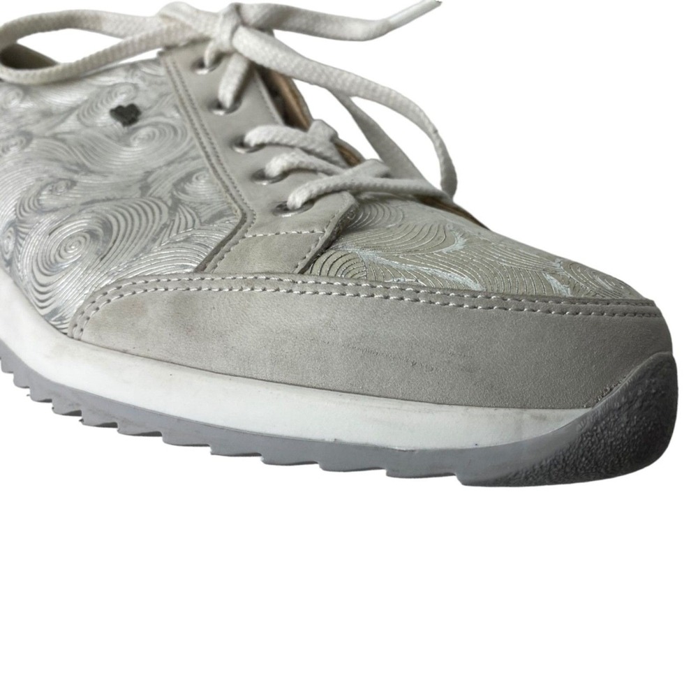 Finn Comfort Womens 6.5 Silver Swirl Leather Lace‎ Up Walking Sneakers Germany - Picture 12 of 15